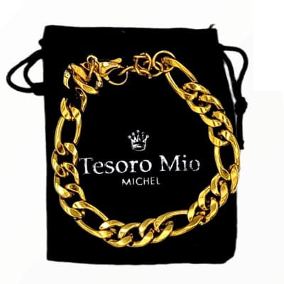 Tesoro Mio Michel – Edelstaal Armband  - Figaro Schakelarmband – L17 + 3 cm, B 0.8 CM