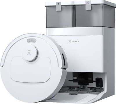 Ecovacs Deebot T30e Omni Robotstofzuiger Met Dweilfunctie - 25.000 Pa - ZeroTangle 3.0 anti-klit - Triple-V-hoofdborstel - Omni-station - Wit