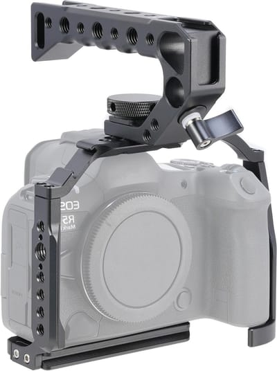 Camera Cage en Top Handle Kit voor Canon EOS R5 Mark II - Aluminium Vlogging Rig met NATO Rail, Koud Schoen en Snelle Bevestiging voor Professionele Opnames