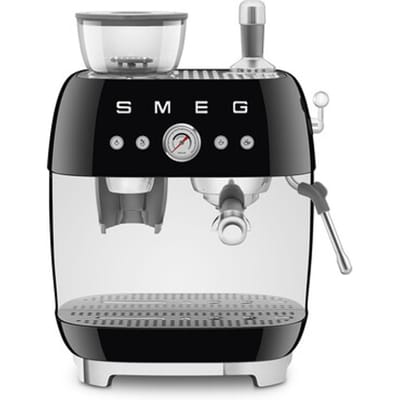 SMEG EGF03BLEU Espressomachine met Geïntegreerde Bonenmaler - Pistonmachine - Dubbel Thermoblock - 58 mm Filterdrager - Professionele Stoompijp - '50s Style - Zwart