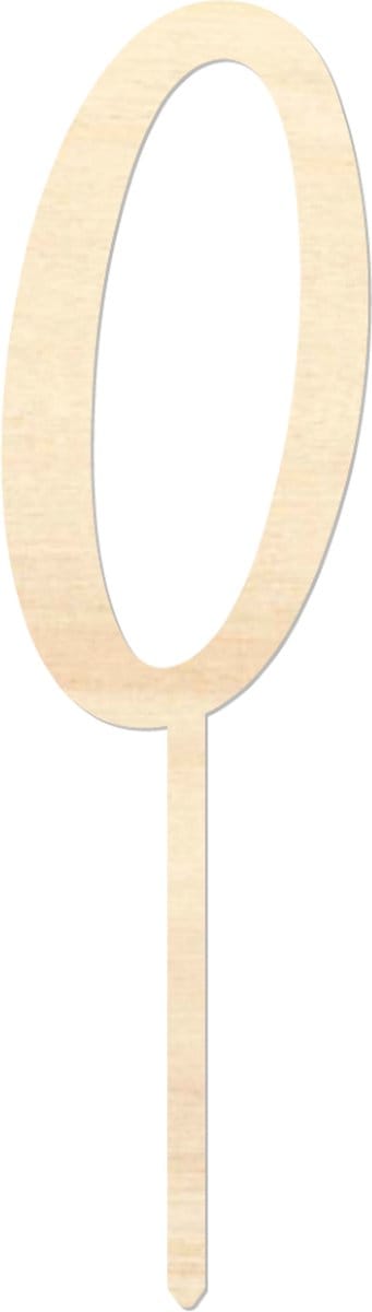 Houten caketopper / taarttopper - Getal 0 - Taart / Cake topper op bestelling gemaakt