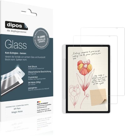 dipos – 2x Pantserfolie geschikt voor XP Pen Magic Note | 9H Screenprotector