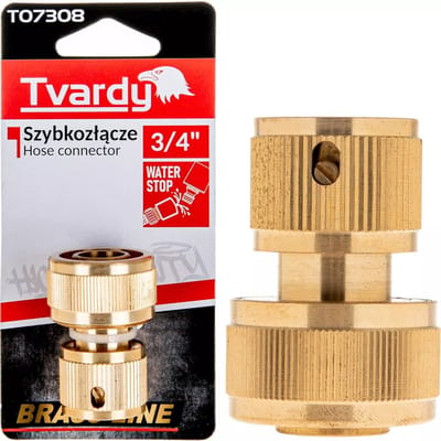 Tvardy Brass snelkoppeling met waterstop - 3/4 inch - Duurzaam en lekvrij