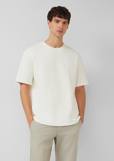 s.Oliver - male - T-shirt van hoge kwaliteit met wafeltextuur in een moderne pasvorm