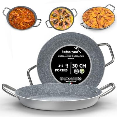 Inductie Paella Pan 30cm - Aluminium, Antiaanbak, Geschikt voor Grill en Vuur