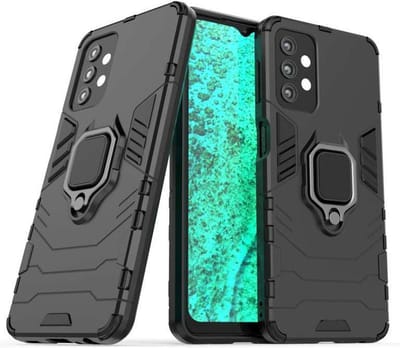 MobyDefend Hoesje - Geschikt voor Samsung Galaxy A32 (5G) - Dubbelgelaagde Pantsercase Met Standaard - Zwart