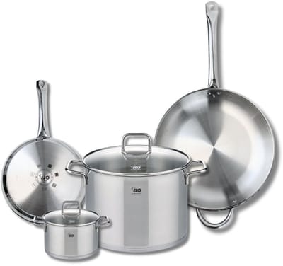 Set van 2 Bakpannen 24 en 32 cm en 2 Kookpotten 14 en 26 cm Elo Profi Citrin