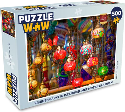 Puzzel Kruidenmarkt in Istanboel met mozaïeklampen - Legpuzzel - Puzzel 500 stukjes