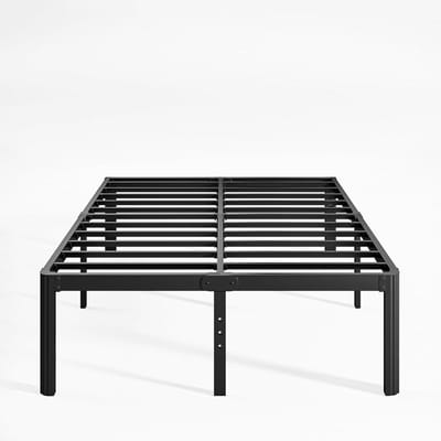 Metalen Bedframe - Hoogslaper Frame - Slaapkamer Inrichten - Geen Boxspring Nodig - 190.5 cm - Zwart