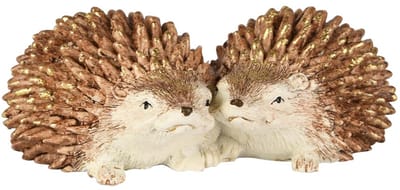 Dekoratief | Koppel egeltjes, bruin/wit, resina, 10x6x4cm | A255720