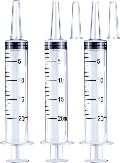 ComfiCare® doseerspuit 20 ml – Spuit – Injectiespuit – Spuitjes - Wegwerpspuit – Zonder naald - Spuit met extra lange tuit – 20ml - 3 stuks