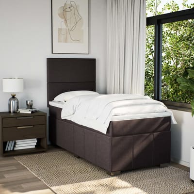 vidaXL - Boxspring - met - matras - stof - donkerbruin - 100x200 - cm
