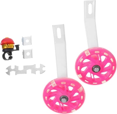 Kinderfiets Zijwieltjes - Stabilisator Wielen - Balans Leren - Knipperende Lampjes - 11x11cm - Roze