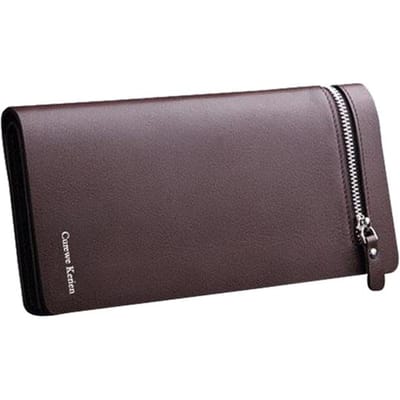 Lederen herenportemonnee, luxe zakelijke bifold met ritssluiting, muntzakje, kaarthouder, multifunctionele portemonnee voor heren-clutch koffie