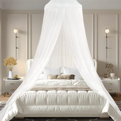 SnelShoppen - Klamboe Bed 60x250x1050 cm - Insectennet, Muggennet voor Tweepersoonsbed, Kinderbed, Hangmat, Camping, Thuis, Reizen, Wit