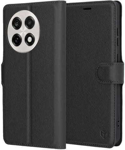 Hoesje geschikt voor OnePlus 13R - Techsuit Leather Folio Book Wallet Case - Zwart