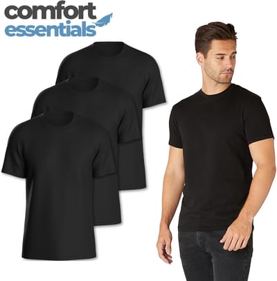 Comfort Essentials -T Shirt Heren - 3 pack M - Zwart -T Shirts Heren - Katoen - Overshirt Heren - Casual Fit