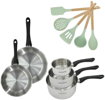 Set Pannen 20/24cm en Kookpotten 12/16/20cm Fackelmann Genève met 5 keukengerei