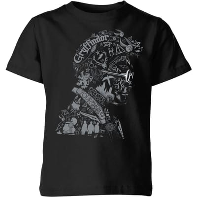 Harry Potter Harry Potter Head kinder t-shirt - Zwart - 98/104 (3-4 jaar)