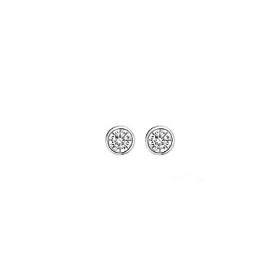 Blush Oorbellen 7255WZI Oorstekers 14k Witgoud met Briljant geslepen Zirkonia