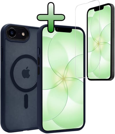 Hoesje Met Screenprotector - Geschikt voor Apple iPhone 17e - Magsafe Compatible - Sterk & Shockproof - Back Cover - Shock Proof Case - Telefoon Hoes - Donkerblauw