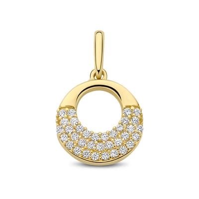 New Bling - 9NBG-0928 - 14K geelgouden Hanger – O-Vorm met Zirkonia – Dames Hanger