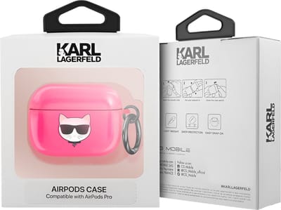 Karl Lagerfeld, Hoesje geschikt voor AirPods Pro - Choupette Transparant Siliconen, Fuchsia