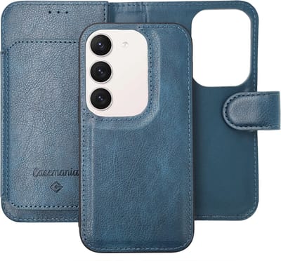 Casemania Hoesje Geschikt voor Samsung Galaxy A35 - Blauw - 2 in 1 Luxe Kunstlederen Portemonnee Book Case met Extra Vakken