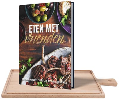 Bowls and Dishes | Set - Puur Hout Steakplank | Borrelplank met sapgoot | BBQ plank | barbecue cadeau PH1742 + Eten met vrienden