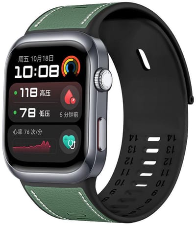 Hybride siliconen-leren bandje - geschikt voor Huawei Watch D2 - groen
