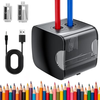 Elektrische Puntenslijper voor 6-8 mm en 9-12 mm Potloden, Automatische Puntenslijper voor Thuis, School en Kantoor, Ideaal voor Creatief Gebruik en Schrijven