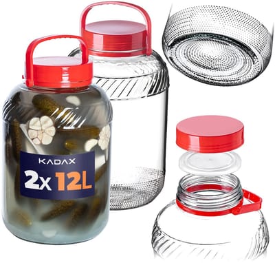 KADAX-pot Glazen pot 12L met dop en handvat voor het inleggen van kool Pakket 2