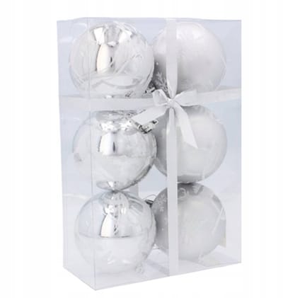6x Kerstballen 8 cm Zilver Mix Patronen - Onbreekbaar