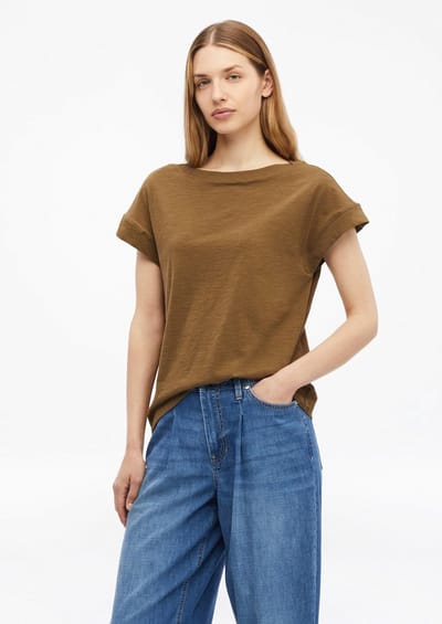 Mouwloos T-shirt van gemêleerd garen casual snit en ronde hals dames s.Oliver
