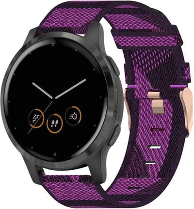 By Qubix - geschikt voor Huawei Watch GT 4 / GT 5 (41mm) & GT 5 Pro (42mm) - Canvas nylon bandje - Paars