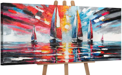 YS Schilderij "Shining Sea" - Handgeschilderd canvas schilderij - Wanddecoratie Maritiem - Neutraal - Blauw - Muurdecoratie woonkamer - Slaapkamer decoratie - Kamer accessoires - Schilderijen op canvas - schilderij canvas duinen Modern 115x50