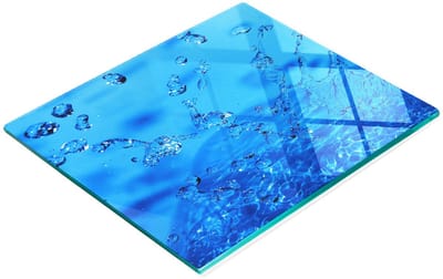 Glazen snijplank met decoratieve waterdruppels, 60x52 cm