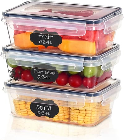 Famanu – 3 luchtdichte voedselcontainers, 840 ml, BPA-vrij, draagbaar, geschikt voor koelkast en vaatwasser
