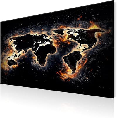 Prikbord Wereldkaart - Decoratie Kaart - Reizen Plannen - Kurk & Canvas - 90x60 cm - Meerkleurig