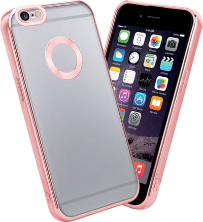 Cadorabo Hoesje geschikt voor Apple iPhone 6 / 6S in Transparant - Roze - Beschermhoes gemaakt van flexibel TPU silicone Case Cover met Chrome applicatie
