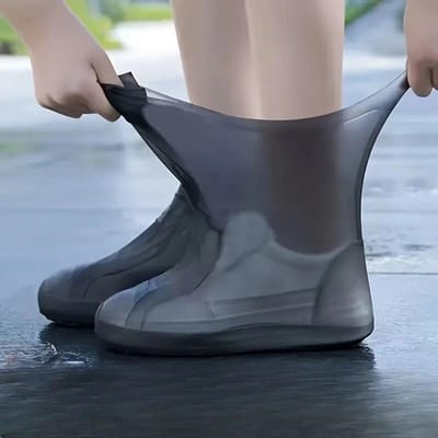 Herbruikbare antislip regenlaarzen, waterdichte schoenhoezen, rubberen regenlaarzenhoezen voor buitengebruik, huishoudelijke artikelen, huishoudelijke artikelen L (41-47) zwart