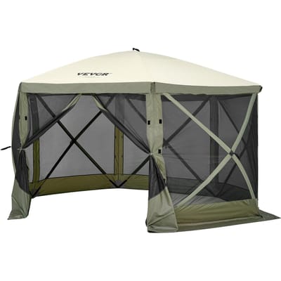Tente Gazebo Pop-Up Tente Moustiquaire Pop-Up Auvent 6 Côtés Abri Solaire Vert