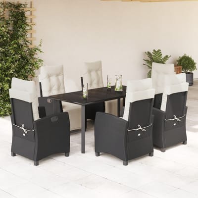 vidaXL - 7-delige - Tuinset - met - kussens - poly - rattan - zwart