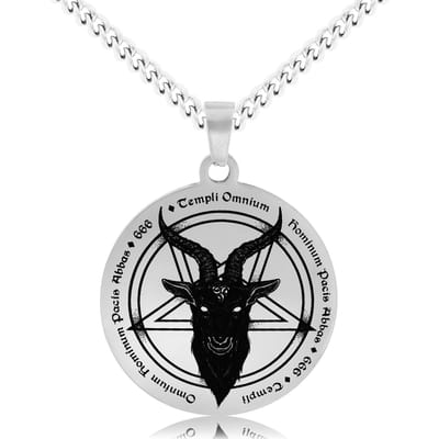 Baphomet Ketting Zilverkleurig - Spirituele Talisman - Roestvrij Staal / Stainless Steel - Duivel Symbool - 60cm - Pax Amare