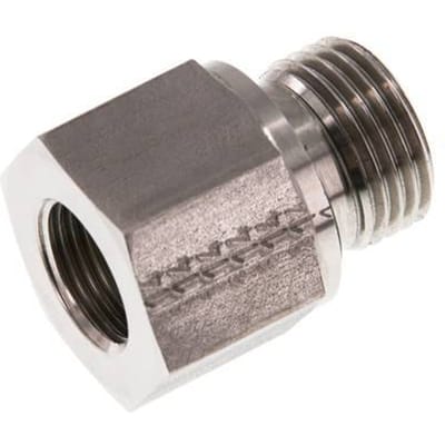 G 1/2'' x G 3/8'' M/F RVS Neusstuk 630 Bar - Hydrauliek - FL2S-MF-STE-012G-038G
