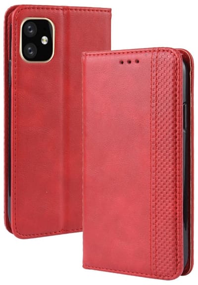 Coverup Hoesje - Geschikt voor iPhone 12 Hoesje - Coverup Vintage Style Book Case - Rood