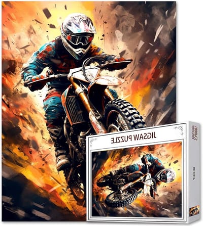 Legpuzzel 1000 Stukjes - Volwassen Puzzel Kunst - Ontspannend Tijdverdrijf - Perfect Passende Stukjes - 50x70 cm - Motorfiets Artwork