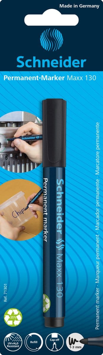 Schneider permanent marker - Maxx 130 - schrijfkleur zwart - met ronde punt - navulbaar - S-71301