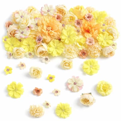 Grote Kunstbloemen Mix 2-8 cm - 50 Stuks - Geel & Crème - Kasey