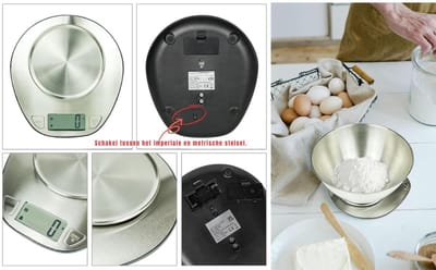 DYNA® Keukenweegschaal Digitaal Met Kom - Keukenweegschaal - Keukenweegschaal Digitaal - Zilver - 20cm x 18cm x 4cm